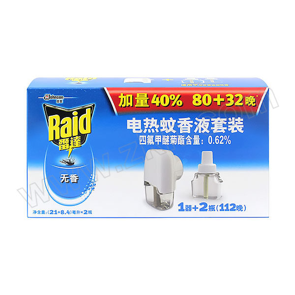 RAID/雷达 电热蚊香液无线器+40晚*2无香加量32晚促销装 6901586105469112 1+(21+8.4)ml*2 1盒