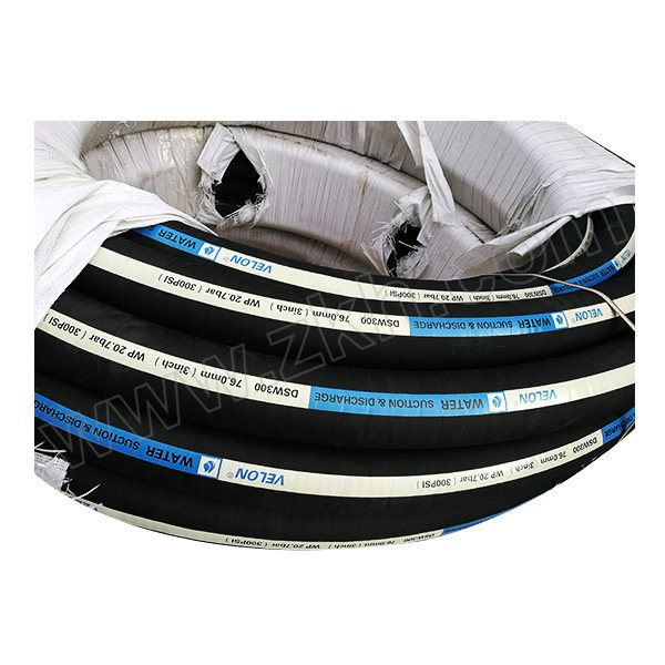 VELON DSW工业级排吸水管 A0-008-1250-5M-BLK 1-1/4"×6mm×5m 黑色 合成橡胶+钢丝 20.7bar 1卷