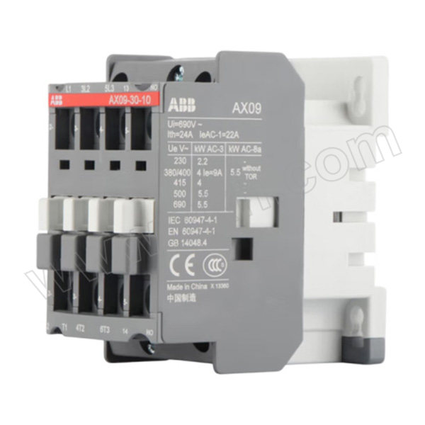 ABB AX三极交流线圈系列接触器 AX09-30-10-80*220-230V 50Hz/230-240V60Hz 3P 额定工作电流9A 1台