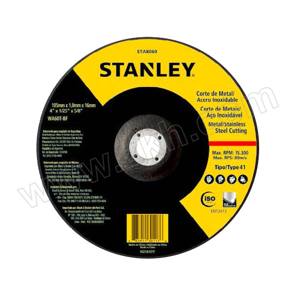 STANLEY/史丹利 树脂切割片(不锈钢专用） STA8060-A9 105x1.0x16mm(不锈钢） 1片