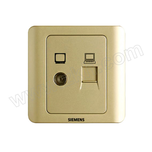 SIEMENS/西门子 远景Vista二位电脑电视插座 5TG01161CC133 5-850MHz 金棕Champagne 1个