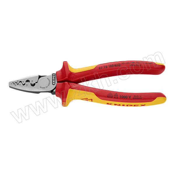 KNIPEX/凯尼派克 绝缘套管压接钳 97 78 180 0.25~16.0mm² 1把