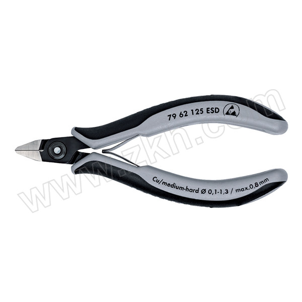 KNIPEX/凯尼派克 精密电子斜口钳ESD 79 62 125 ESD 软线ø0.1-1.3，中硬线0.8mm 1把