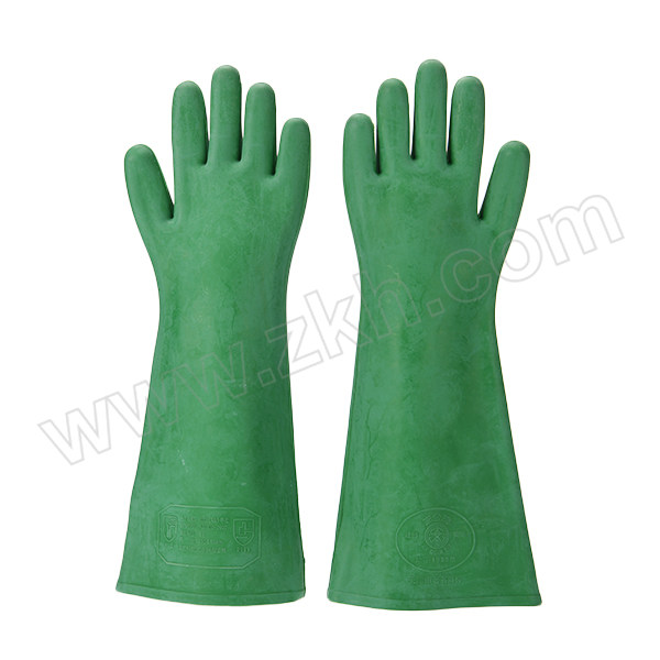ANQUAN/安全牌 耐酸碱天然橡胶手套 SH001 均码 绿色 450±15mm 1副