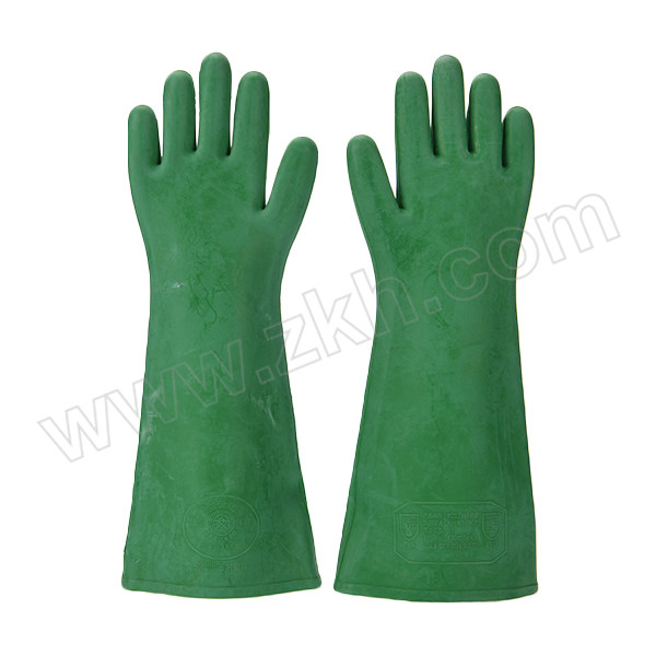 ANQUAN/安全牌 耐酸碱天然橡胶手套 SH001 均码 绿色 450±15mm 1副