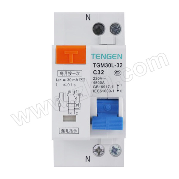 TENGEN/天正 TGM30L-32系列剩余电流动作断路器 TGM30L-32 32A 1个