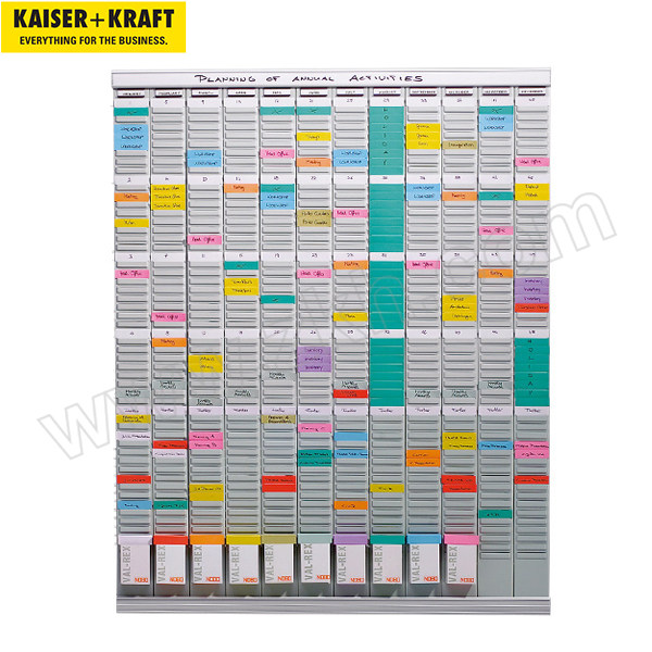 K+K/皇加力 T形卡计划板 一年计划板 985814 12个模块 各带54个插槽 带1000张T形卡片（10种颜色） 1个