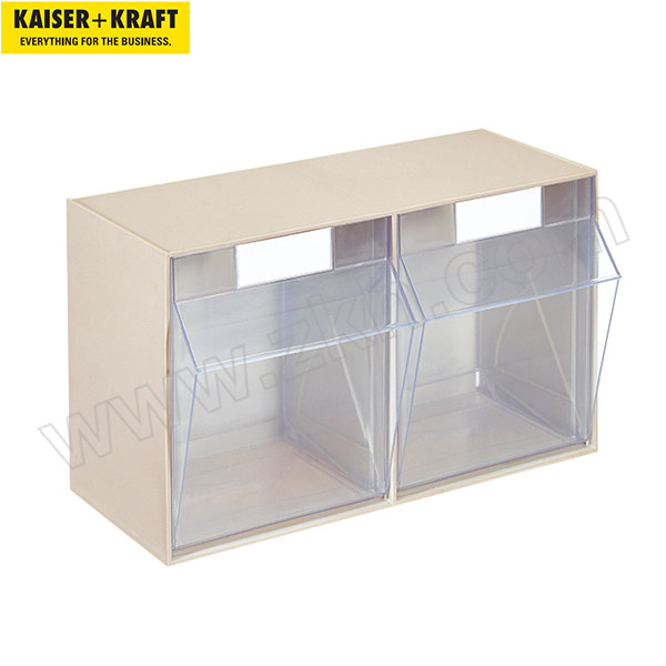 K+K/皇加力 防尘透明零件盒 258733 外壳高x宽x深353x600x299,2盒,沙米色 1个
