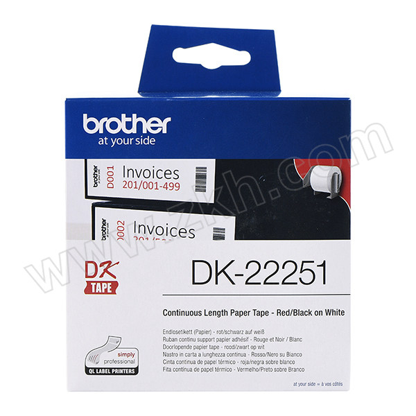 BROTHER/兄弟 热敏连续标签 DK-22251 62mm*15.24m白底/黑红字(纸质) 1卷