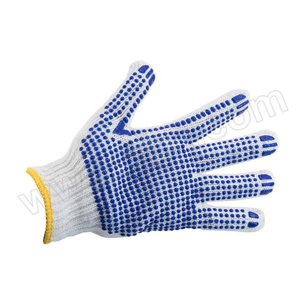 AIWIN HCT 棉纱点塑防滑手套(纯白) 10456 7针 750/打 含PVC点珠 黄边蓝点珠 12副 1打