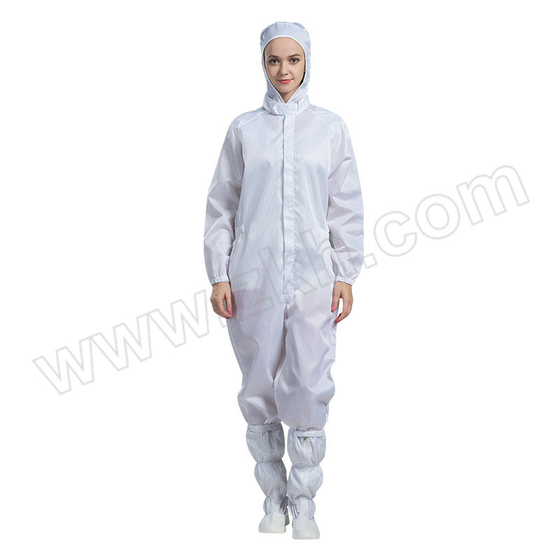 HYJJ/翰洋洁净 三连体防静电条纹洁净服 H-1109 L 白色 1件