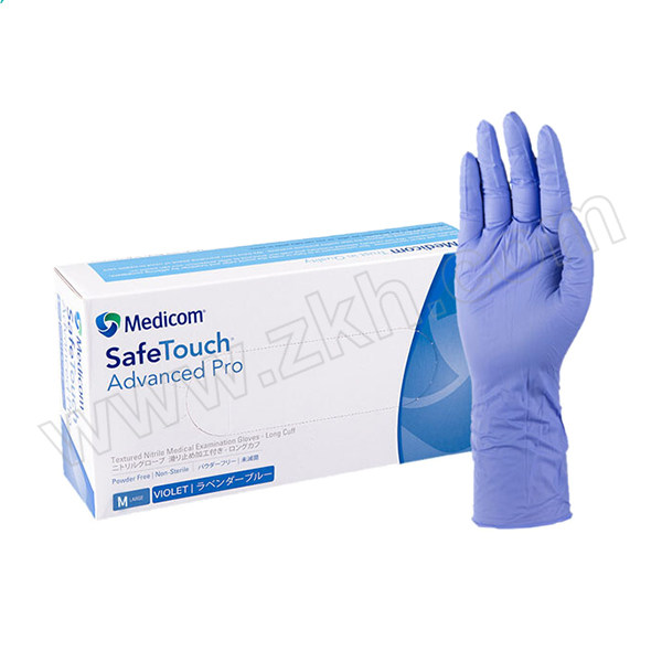 MEDICOM/麦迪康 12寸加长型一次性蓝紫色丁腈手套 1131B S 无粉指麻 6.5g±0.2 1盒
