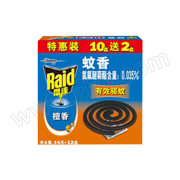 RAID/雷达 蚊香无烟 6901586103748 檀香 14g×12盘 1组