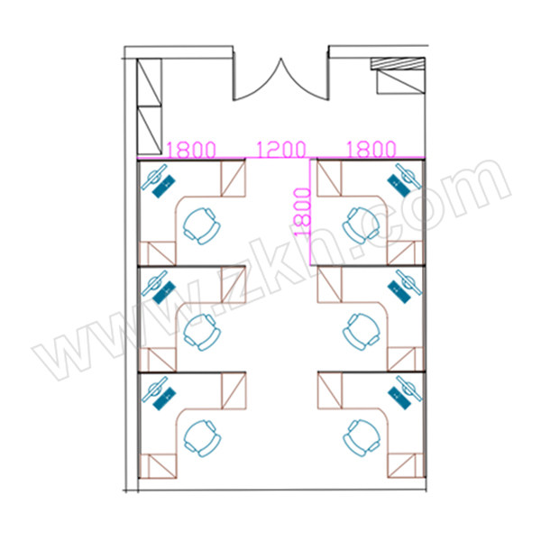 KNS/凯诺士 屏风办公桌 PF-1818L W1800*D1800*H1100 1张