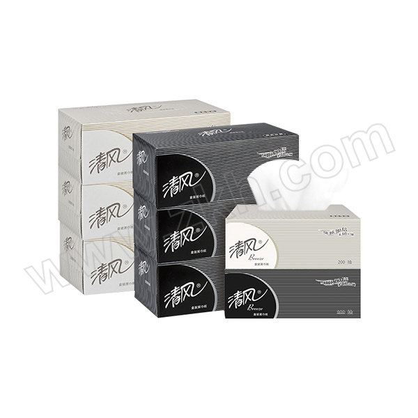 BREEZE/清风 商务原生木浆黑白硬盒抽纸 B338A2 双层 210×198mm 200抽×36盒 无香 1箱