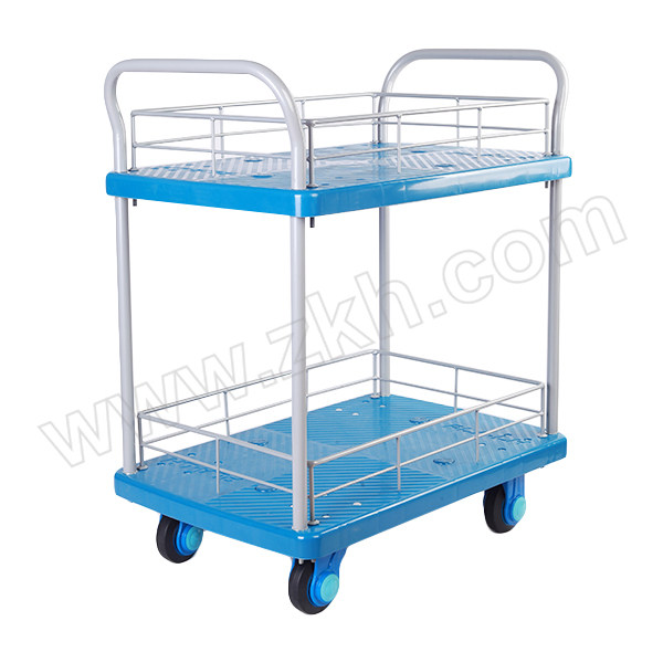 UNI-SILENT/连和 超静系列双层双护栏手推车 (双扶手) PLA150-T2-HL2-D 台面尺寸720×490mm 整体承载150kg 双扶手 1台