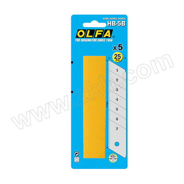 OLFA/爱利华 OLFA特重型刃刀片25mm 5片吸塑装/HB-5B HB-5B 1盒