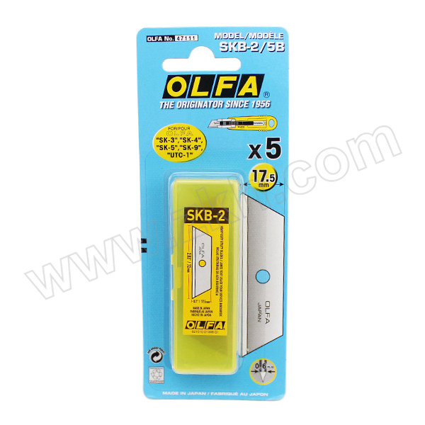 OLFA/爱利华 OLFA安全刀刀片17.5mm 5片吸塑装/SKB-2/5B SKB-2/5B 1盒