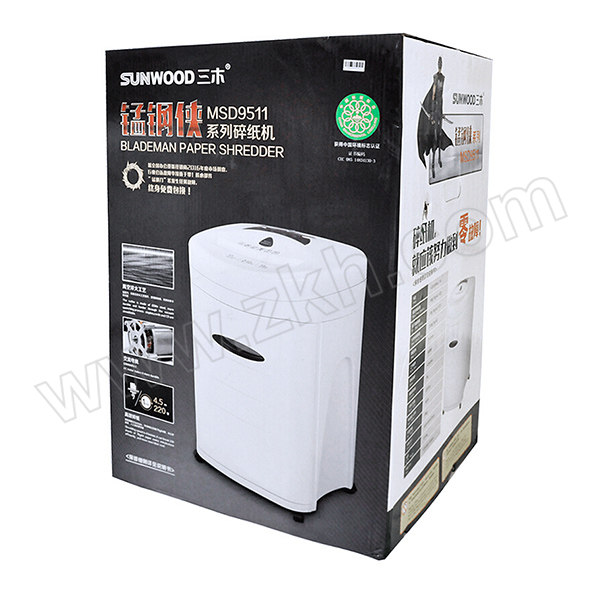 SUNWOOD/三木 碎纸机 MSD9511 单次碎纸17张 34L 1台