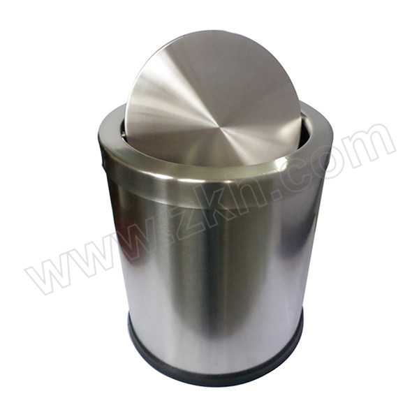 ZIREN/滋仁 不锈钢圆形摇盖式垃圾桶 LT-060 φ255×295mm 6L 不锈钢本色 1个