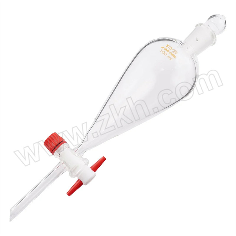 ASONE/亚速旺 PYREX梨型分液漏斗(带特氟隆R插塞) 7-188-10 100ml 1个