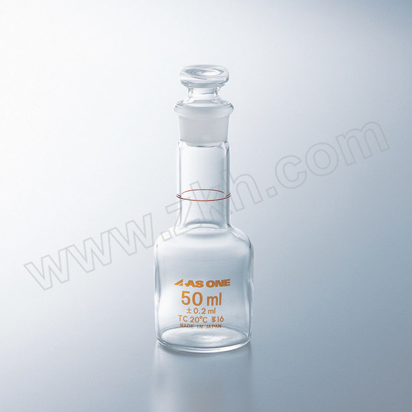 ASONE/亚速旺 直形容量瓶 1-8583-01 硼硅酸玻璃-1 容量10mL 体积容许误差±0.04mL 瓶塞尺寸9ts 主体外径24mm 1个