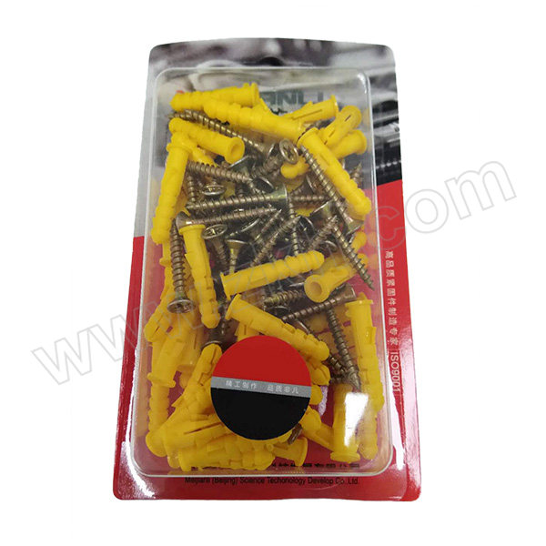 ZKH/震坤行 厂标 塑料膨胀管 小黄鱼型 塑料 黄色 配彩锌钉 M8×40 1盒