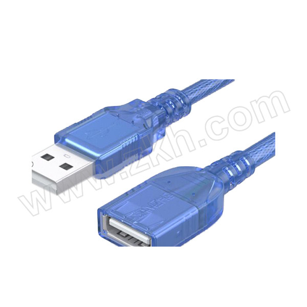 SAMZHE/山泽 USB延长线usb2.0数据连接线公对母AM/AF电脑U盘鼠标键盘读卡器加长线 BL-915 透明蓝1.5m 1根