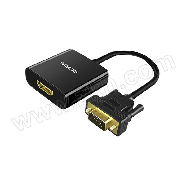 SAMZHE/山泽 VGA转HDMI线转换器带音频供电高清视频转接头适配器笔记本电脑接显示器投影仪线 VH2018 黑 1根