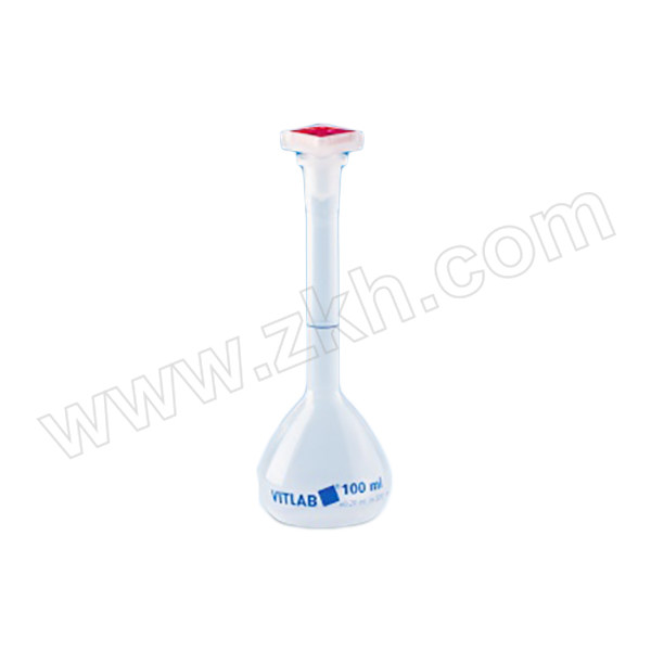VITLAB PP透明塑料容量瓶(B级) 673941 100mL 容许误差±0.2mL 高度180mm 1袋