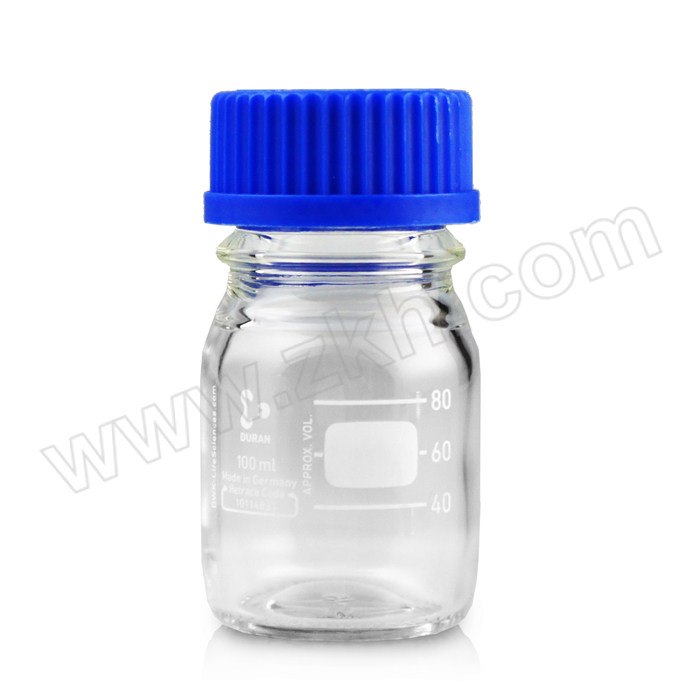 DURAN/杜兰 透明玻璃蓝盖试剂瓶GL45螺口 218012458 100mL 1个
