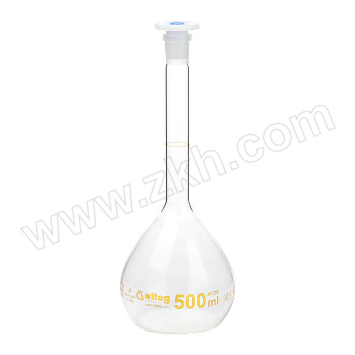 WITEG 透明玻璃容量瓶 3664050 500mL ±0.25mL 1个