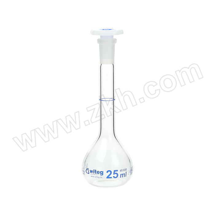 WITEG 透明玻璃容量瓶(蓝标) 3664003BLUSP 25mL ±0.03mL 1个