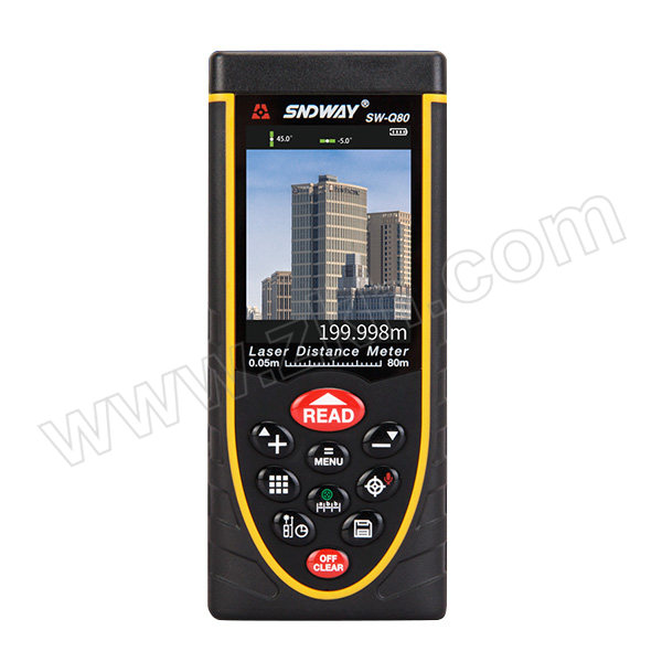 SNDWAY/深达威 测距仪 SW-Q80 0.05-80米 ±1.5mm 彩屏充电电池 万向角度 定时测量 100笔存储 多功能尾板 带USB输出功能 蓝牙APP 1台