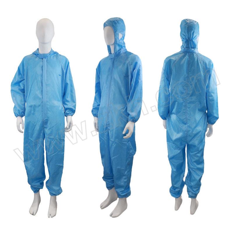 AIWIN 防静电条纹连帽连体服 F3S30 2XL(175) 蓝色 98%聚酯纤维+2%导电纤维 5mm条纹 EV 1件