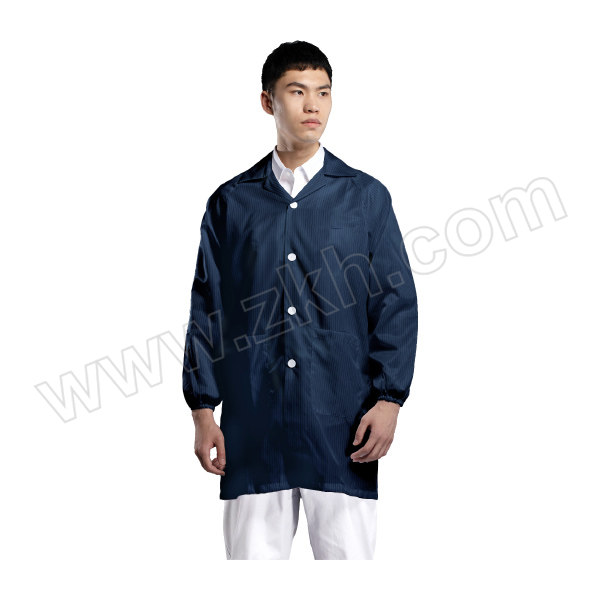 AIWIN 防静电条纹大褂 F3S10 XL 藏青色 98%聚酯纤维+2%导电纤维 5mm条纹 EV 1件