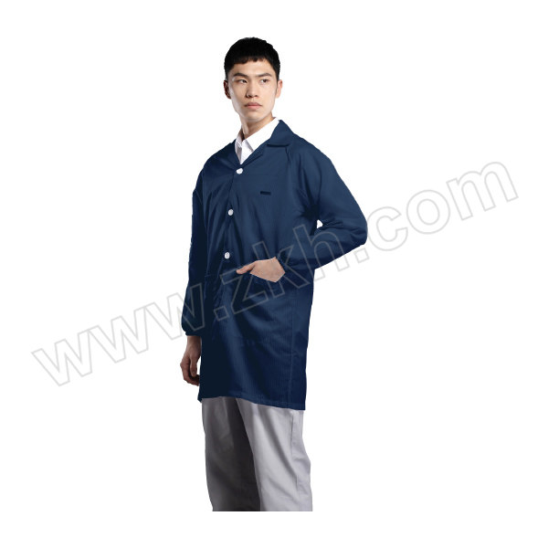 AIWIN 防静电条纹大褂 F3S10 XL 藏青色 98%聚酯纤维+2%导电纤维 5mm条纹 EV 1件