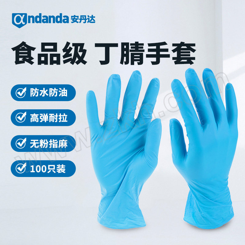 ANDANDA/安丹达 一次性丁腈手套 10316-TB L 5.5±0.5g 蓝色 100只 1盒