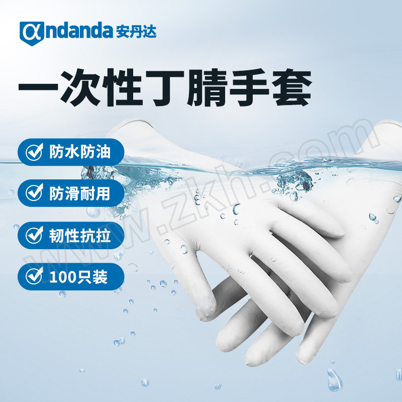 ANDANDA/安丹达 一次性丁腈手套 108006 L 白色 4.5±0.3g 100只 1盒