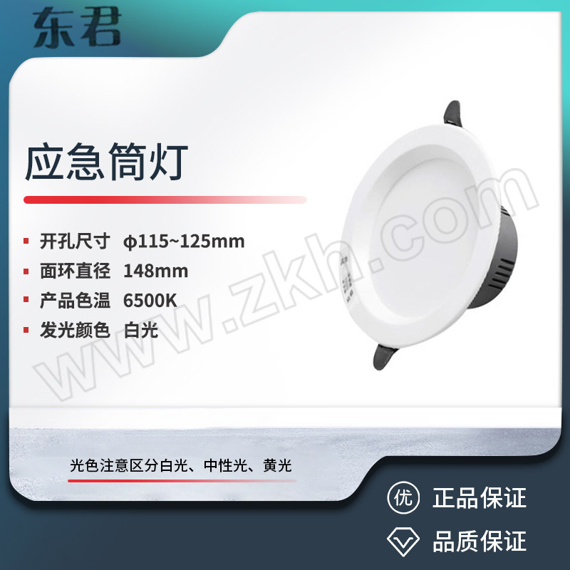 DONGJUN/东君 应急筒灯 DJ-ZLZD-E7W-05G 开孔尺寸φ115~125mm AC220V 1个