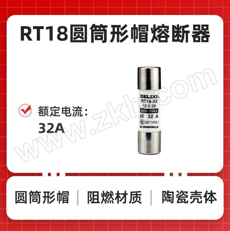 DELIXI/德力西 RT18圆筒形帽熔断器 RT18 32A φ10×38 1个