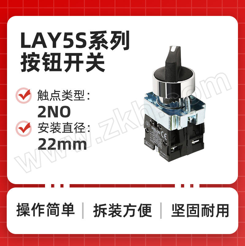 DELIXI/德力西 LAY5S系列按钮开关  LAY5s-BE101 三位自锁 2NO(标准型旋钮) 1个