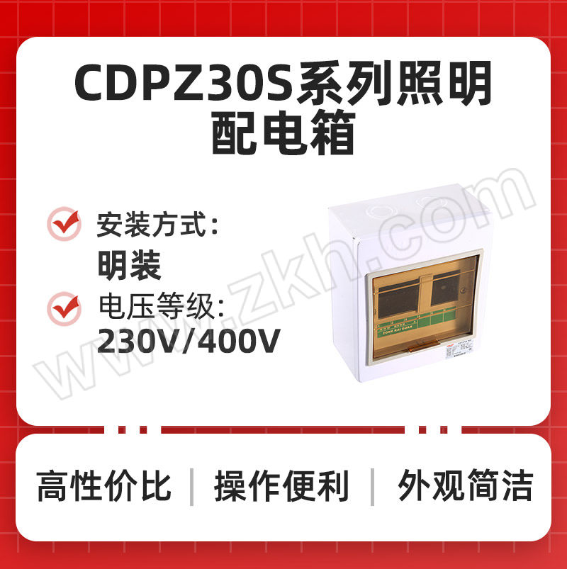 DELIXI/德力西 CDPZ30S系列照明配电箱 CDPZ30s-4 回路 明装式 基础型 1个