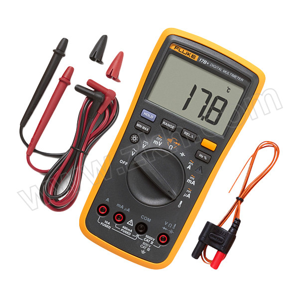 FLUKE/福禄克 数字万用表 FLUKE-17B+ 600 V Cat III 安全设计指标 显示范围大出 50%，背光为明亮的白色 二极管测试, 数据保持 1台